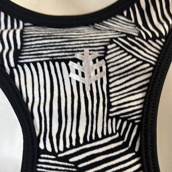 Coolibar Striped SPF 50+ Sun Protection Swim Bra Black and white medium - Picture 3 of 4